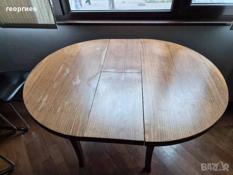 кръгла разтегателна маса масив 90 см, снимка 1