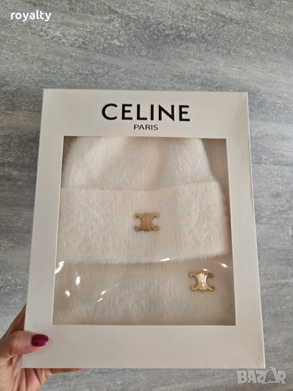Celine Дамски Комплект Шапка + Шал Най-Висок Клас , снимка 1