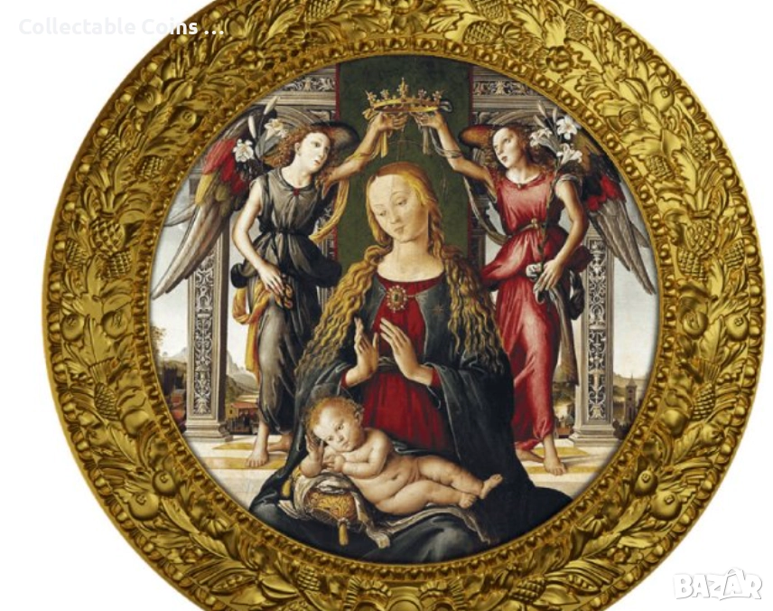 колекционерска сребърна монета Мадона младенец и 2 ангела, снимка 1
