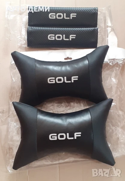 ТОП Цена за 2 бр-22лв кожени възглавнички и 2 бр-22 лв карбон калъфи с надпис Голф Golf , снимка 1