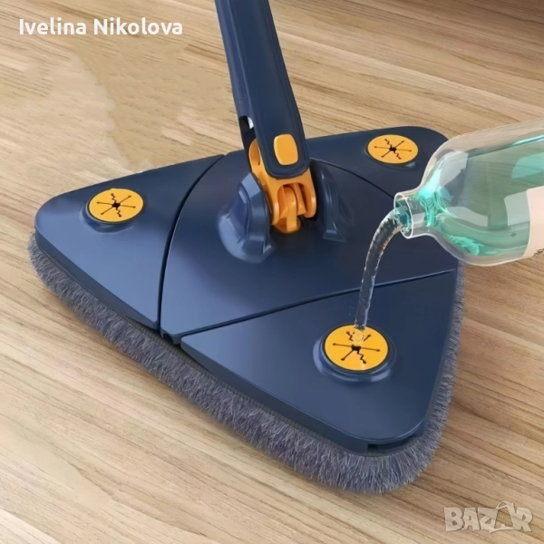 Разтегателен триъгълен MOP за почистване  360° с 3 парцала ПРОМОЦИЯ!, снимка 1