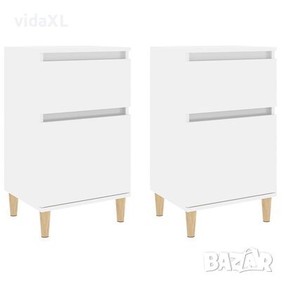 vidaXL Нощни шкафчета, 2 бр, бял гланц, 40x35x70 см(SKU:819697, снимка 1