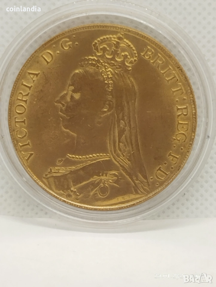 позлатена Английска монета репродукция , снимка 1