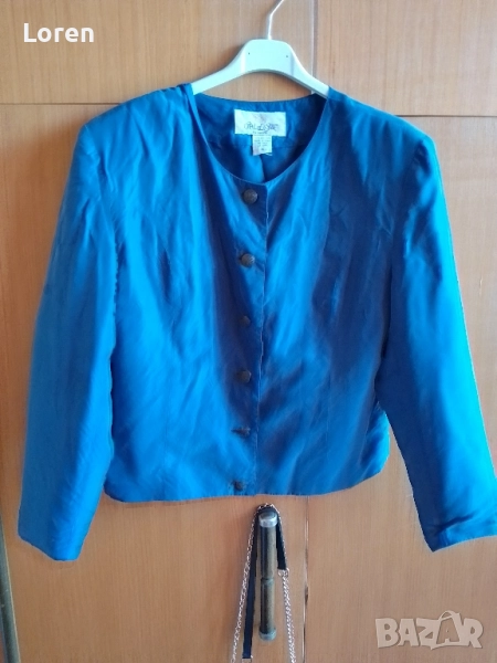 *Art of Silk*Дамски синьо тънко сако с подплънки , снимка 1