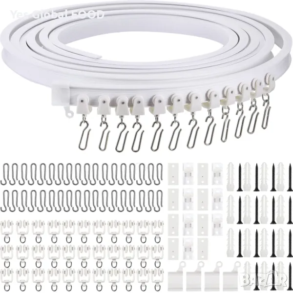 Гъвкава завесна релса за таван – 5 м, с метални куки, снимка 1