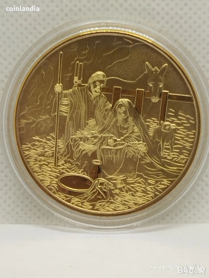 позлатена монета Исус Христос , снимка 1