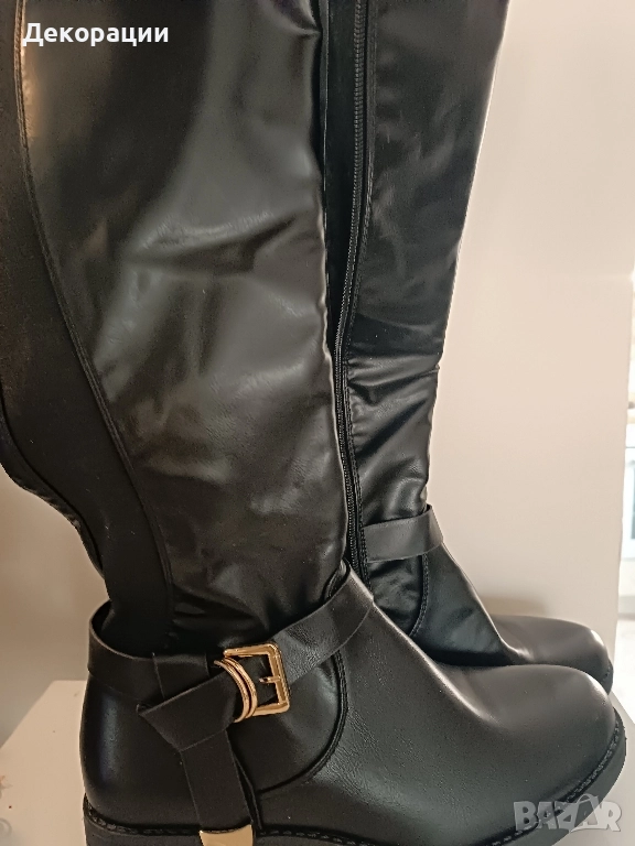 нови дамски високи черни ботуши , снимка 1