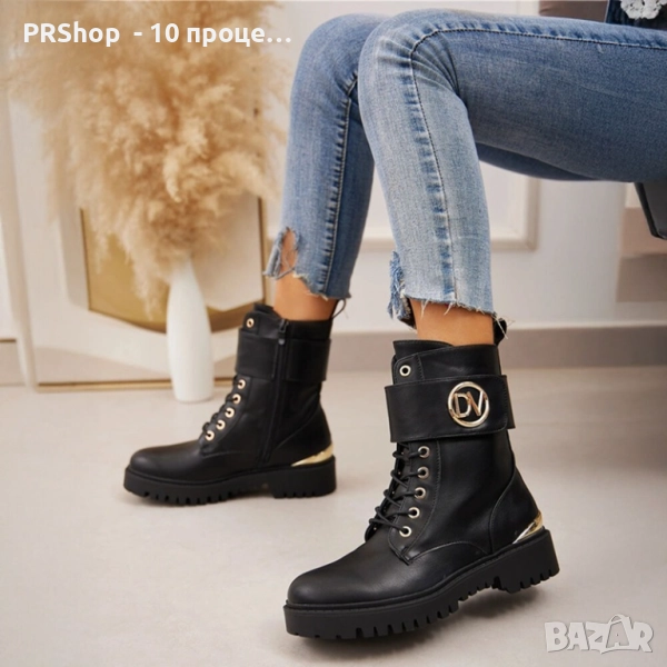 Дамски боти с връзки, Черни или Бордо, еко кожа, снимка 1