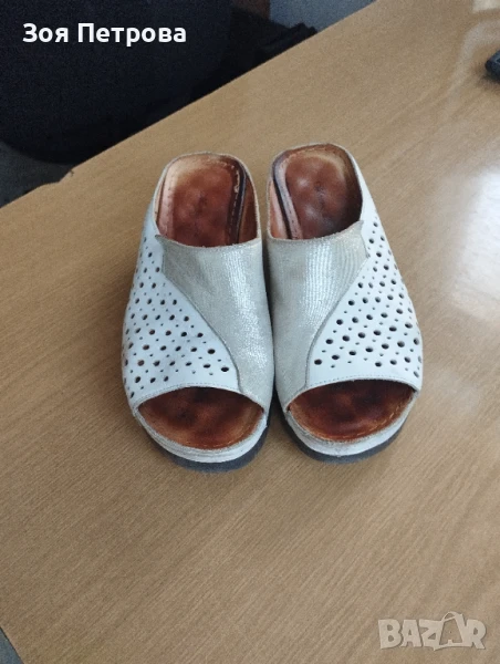 Дамски чехли естествена кожа - Мона Лиза, снимка 1