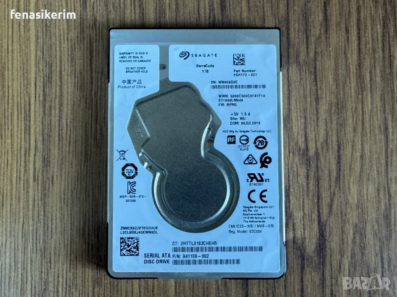 НОВ 1000GB 1TB HDD Slim 7mm 7200rpm Твърд диск за лаптоп 2.5' Sata 3 Отличен без лоши сектори, снимка 1