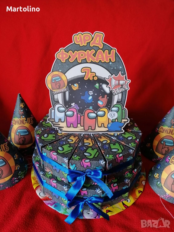 Картонена торта Among us, снимка 1