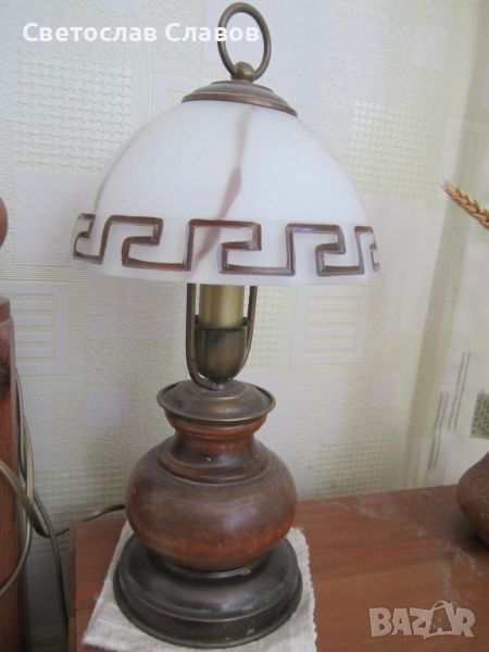 Ретро настолна лампа със стъклен абажур, снимка 1