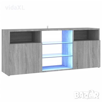 vidaXL ТВ шкаф с LED осветление, сив сонома, 120x30x50 см, снимка 1