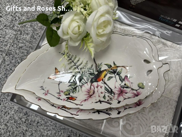 Прекрасни плата във форма на листо с птици, снимка 2 - Аксесоари за кухня - 53906125