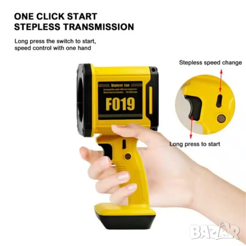 Безжичен турбовентилатор Violent Fan F019, 110 000 об/мин, 18V батерия с функция пауърбанк и фенер , снимка 5 - Други инструменти - 51703980