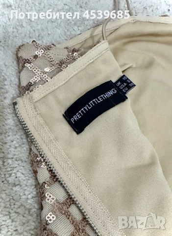 Бляскава мини рокля с пайети PrettyLittleThing, снимка 4 - Рокли - 54176040