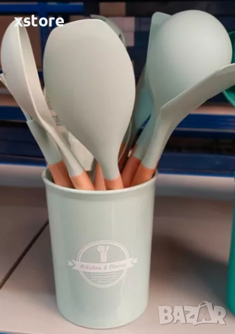 Комплект кухненски прибори 11 бр. в кръгла поставка., снимка 5 - Прибори за хранене, готвене и сервиране - 52695624