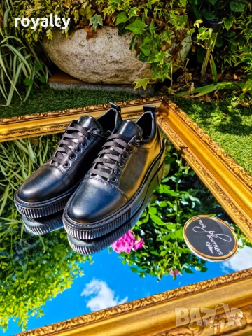 ЕСТЕСТВЕНА КОЖА Черни Мъжки Кецове , снимка 4 - Маратонки - 52279486