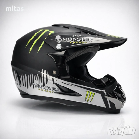 Кросова каска MONSTER, Full Face, DOT Сертификат, Размер: S; M;, снимка 4 - Аксесоари за велосипеди - 47045285