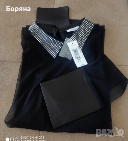 Yamamay нова с етикет блуза с яка с камъни, снимка 8 - Блузи с дълъг ръкав и пуловери - 52065568