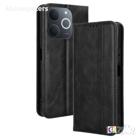 Кожен калъф с портфейл за Realme Note 70T / Realme C71| Ретро дизайн с магнит | Включен Протектор | , снимка 4 - Калъфи, кейсове - 52121130