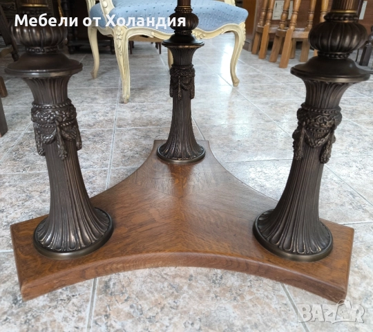 холна маса от дъб, оникс и месинг, снимка 6 - Маси - 52332466