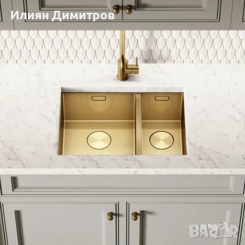 Кухненска мивка Lusso Cubo Brushed Gold Undermount 1.5 Kitchen Sink, снимка 1 - Други - 48213949