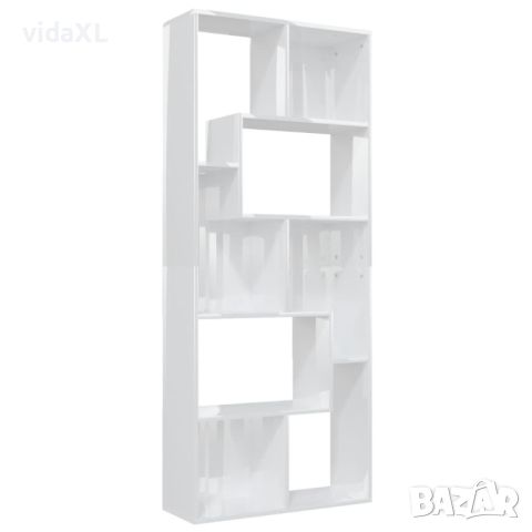 vidaXL Шкаф библиотека, бял гланц, 67x24x161 см, инженерно дърво(SKU:801883, снимка 1 - Шкафове - 46143511