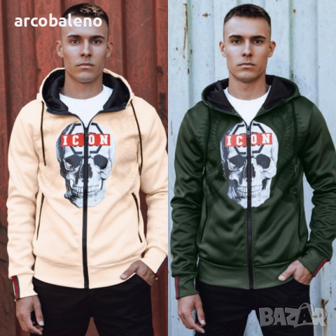 Мъжки суичър с качулка и цип, 2цвята 