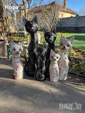Котки от дърво , снимка 6 - Статуетки - 32318985