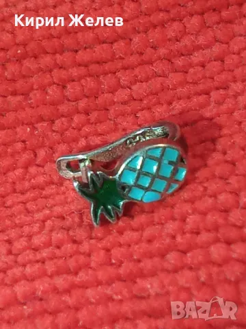 ФИГУРАЛНА ЕМАЙЛИРАНА СРЕБЪРНА ОБЕЦА АНАНАС СРЕБРО 925 ФИНА МАЙСТОРСКА АРТ ИЗРАБОТКА 48206, снимка 8 - Обеци - 49148803