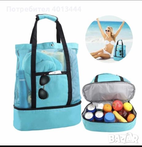Комбинирана плажна чанта с хладилна част , снимка 2 - Чанти - 45765034