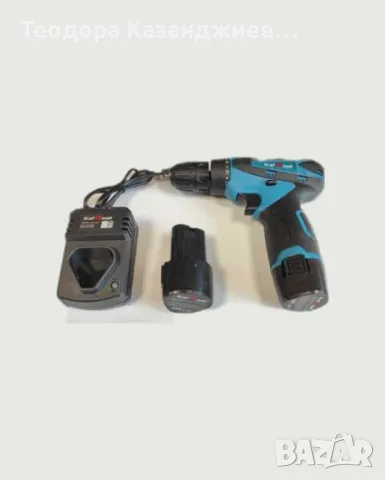 Акумулаторен Винтоверт с две батерии - Компелкт, снимка 4 - Куфари с инструменти - 49706724