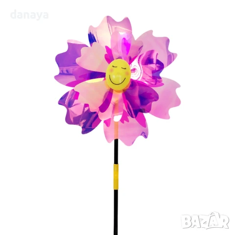 5949 Декоративна вятърна въртележка със светлоотразяващи цветове, 48 см, снимка 2 - Градински мебели, декорация  - 50684199