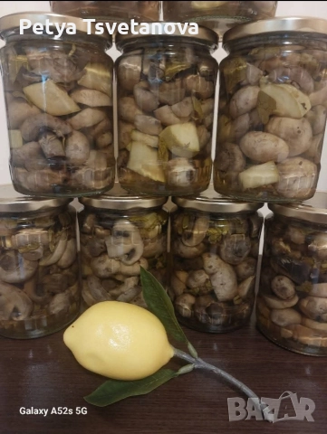 Маринована гъба печурка с тиквички, чиста и бланширана, снимка 4 - Домашни продукти - 52937431