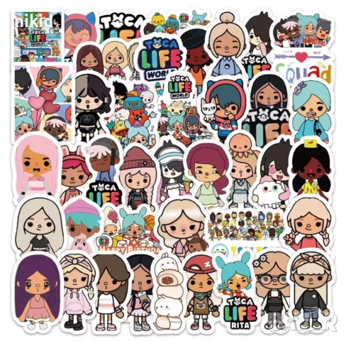 40 бр Тока Бока TOCA BOCA Toca самозалепващи лепенки стикери украса декор картонена торта