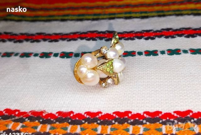 Дамски пръстен с перли, снимка 4 - Антикварни и старинни предмети - 46446968