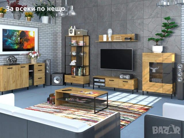 Етажерка SANTES 1S златен дъб крафт/антрацит Код P1939, снимка 2 - Етажерки - 53731787