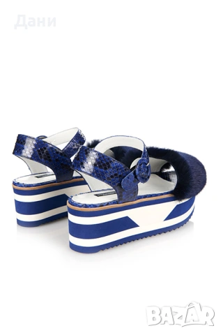 Сини екзотични кожени сандали DOLCE&GABBANA, снимка 14 - Сандали - 53963413