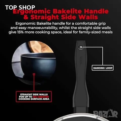 Нов Индукционен 28cm Тиган Tower с Капак за готвене фурна кухня дом, снимка 7 - Прибори за хранене, готвене и сервиране - 49693733