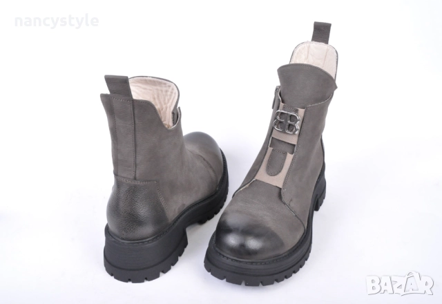 ЗИМА '25'26! Дамски боти от естествен набук с цип и ластик, снимка 3 - Дамски боти - 52289557