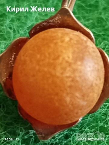 Винтидж АРТ сребърни обеци с естествен Балтийски кехлибар ръчна изработка 37114, снимка 3 - Обеци - 52707617