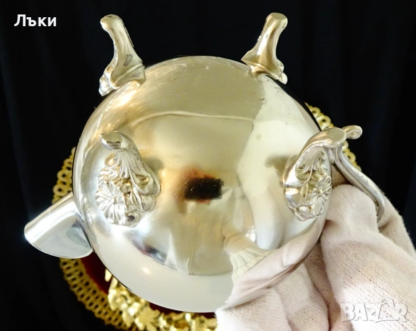 Посребрена бронзова каничка,барок,като нова от вътре. , снимка 6 - Антикварни и старинни предмети - 53632640