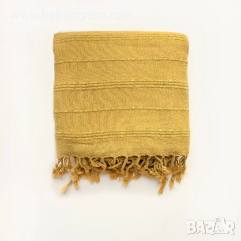 Плажна кърпа от органичен памук HELLO TURCO - жълта, снимка 2 - Хавлиени кърпи - 45419325