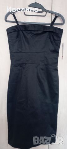 LITTLE BLACK DRESS, черен сатен, с етикет, С размер, снимка 3 - Рокли - 46417065