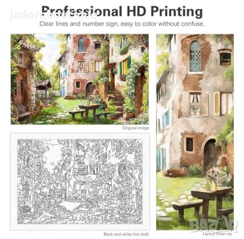 БЕЗПЛАТНА доставка с Box Now Картина Рисуване по номера Селски къщи, снимка 3 - Картини - 53896536