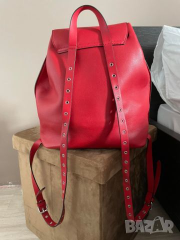 Zara червена кожена раница, снимка 10 - Раници - 45717141