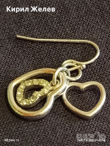 Елегантна сребърна обеца във формата на сърце с инкрустирани кристали 40017, снимка 9 - Обеци - 52686292