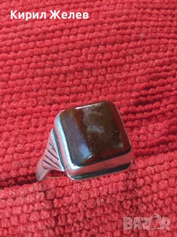 Старинен СКЪПОЦЕНЕН СРЕБЪРЕН ПРЪСТЕН СРЕБРО ВИСОКА ПРОБА с ПОЛИРАН ЯСПИС АР ДЕКО РЪЧНА РАБОТА 47583, снимка 14 - Антикварни и старинни предмети - 49247311