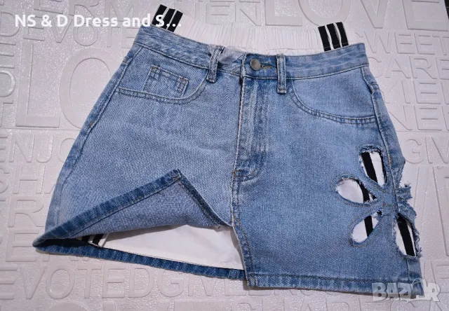 Дамска къса дънкова пола атрактивен модел , снимка 8 - Поли - 50073704